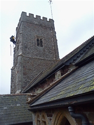 Erecting the Church Flagpole