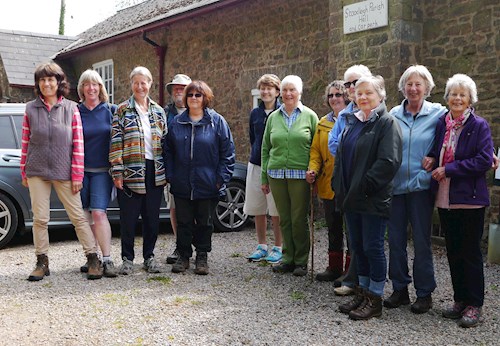 Walkers preparing to set off after a later breakfast on a shorter route