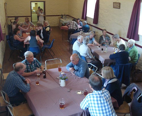 Walkers and supporters back at the Hall just before lunch was served