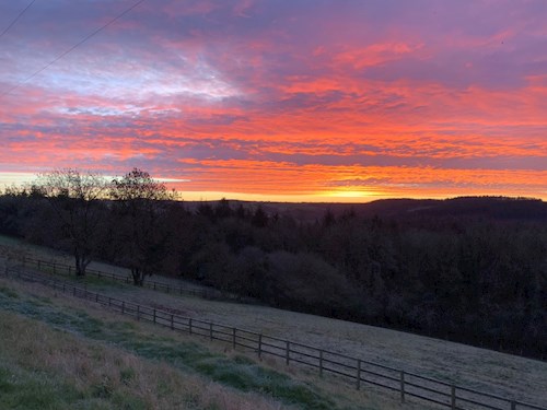 Stoodleigh sunrise from Steart looking towards Huntsham