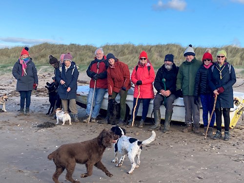 A break for a photo  in the sunshine on the walk at Crow Point