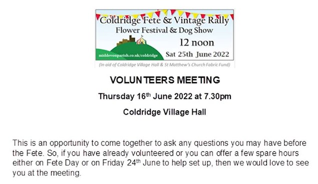 2022 Fete Volunteers Meeting Notice